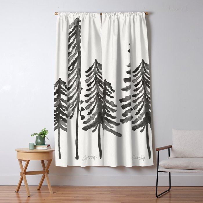 Pine Trees - Black Ink Window Curtain Gallery Image 5