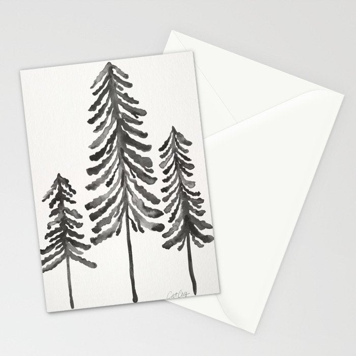 Pine Trees - Black Ink Stationery Card Gallery Image 2