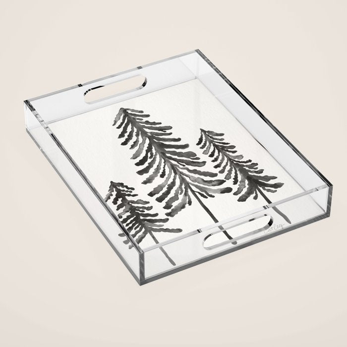 Pine Trees - Black Ink Acrylic Tray Gallery Image 1