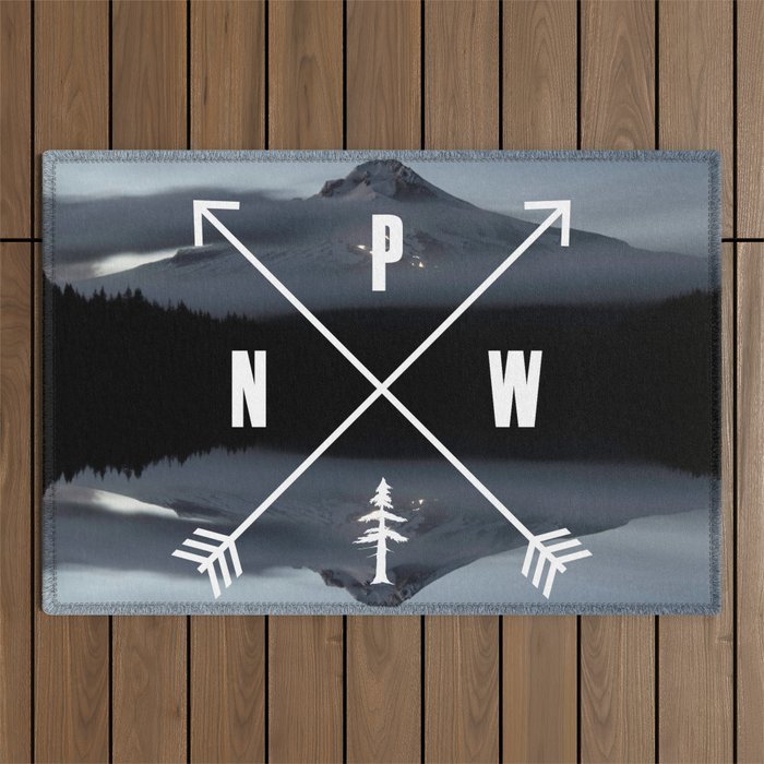 PNW Pacific Northwest Compass - Mt Hood Adventure Outdoor Rug Gallery Image 1