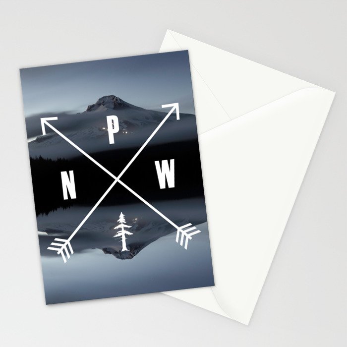 PNW Pacific Northwest Compass - Mt Hood Adventure Stationery Card Gallery Image 2