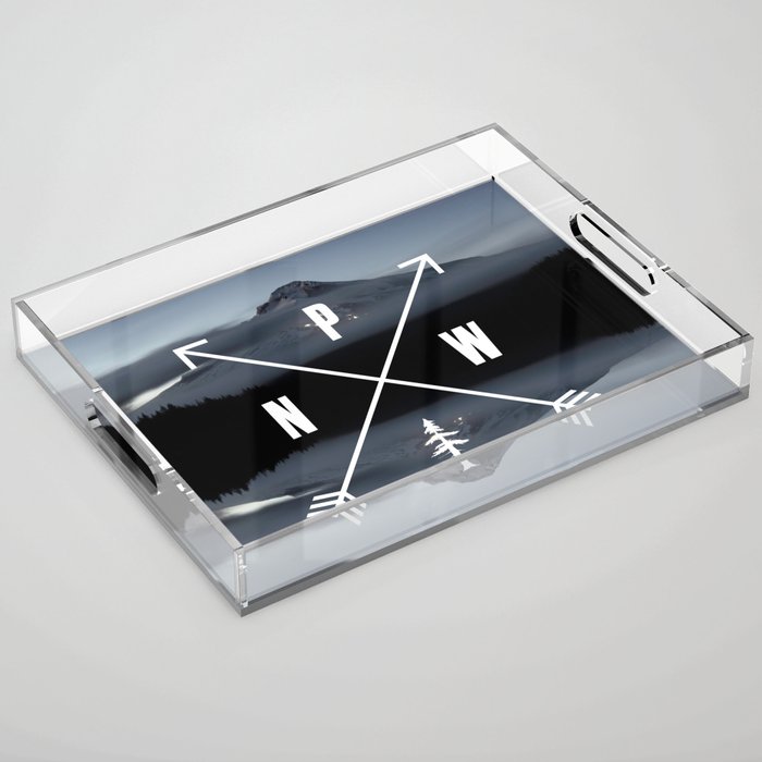 PNW Pacific Northwest Compass - Mt Hood Adventure Acrylic Tray Gallery Image 1