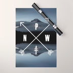 PNW Pacific Northwest Compass - Mt Hood Adventure Wrapping Paper Gallery Image 1