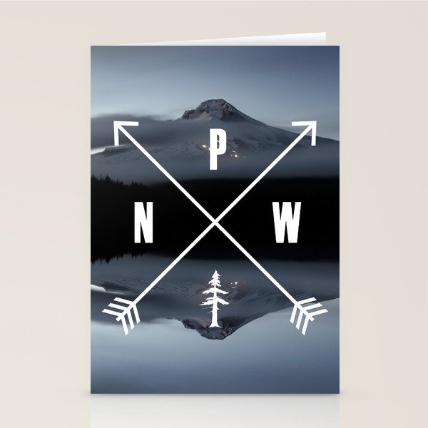 PNW Pacific Northwest Compass - Mt Hood Adventure Stationery Card Gallery Image 2