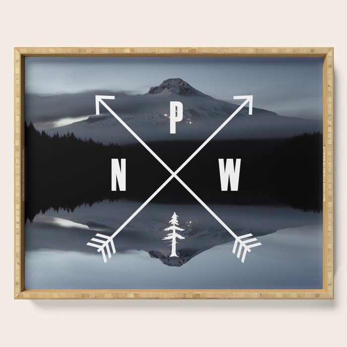 PNW Pacific Northwest Compass - Mt Hood Adventure Serving Tray Gallery Image 1