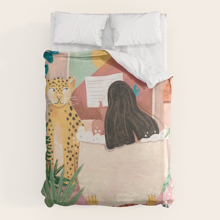 Woman relaxing in bath travel  Duvet Cover Gallery Image 6