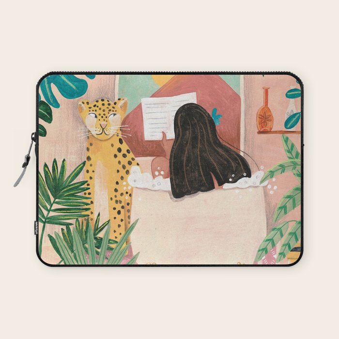 Woman relaxing in bath travel  Laptop Sleeve Gallery Image 1