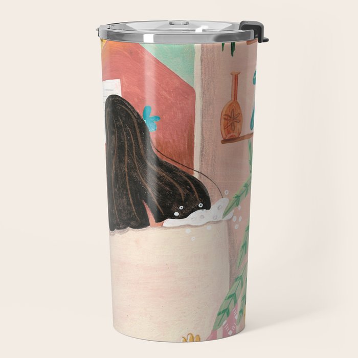 Woman relaxing in bath travel  Travel Mug Gallery Image 2