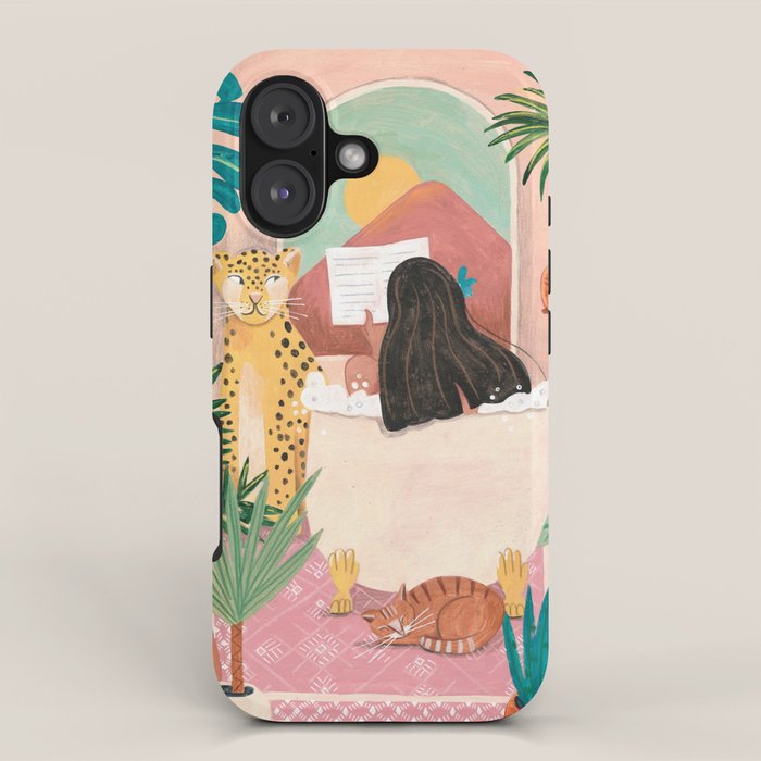 Woman relaxing in bath travel  iPhone Case Gallery Image 1