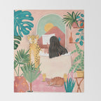 Woman relaxing in bath travel  Throw Blanket Gallery Image 2