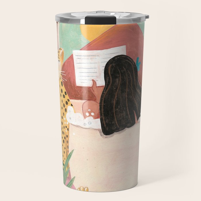 Woman relaxing in bath travel  Travel Mug Gallery Image 1