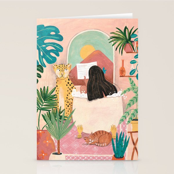 Woman relaxing in bath travel  Stationery Card Gallery Image 2