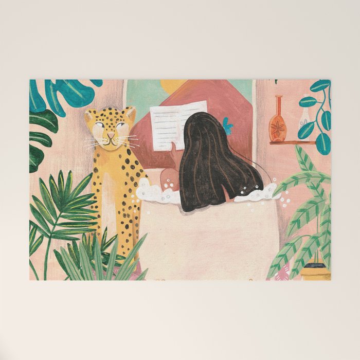 Woman relaxing in bath travel  Welcome Mat Gallery Image 1