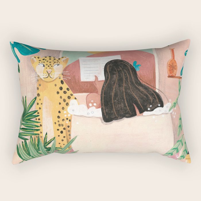 Woman relaxing in bath travel  Rectangular Pillow Gallery Image 2