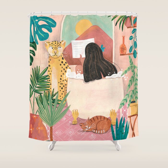 Woman relaxing in bath travel  Shower Curtain Gallery Image 1