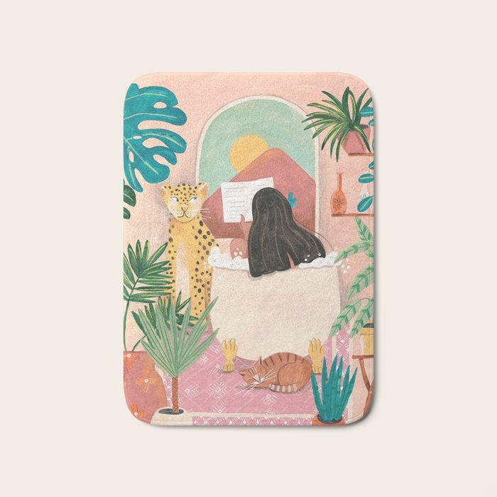 Woman relaxing in bath travel  Bath Mat Gallery Image 1