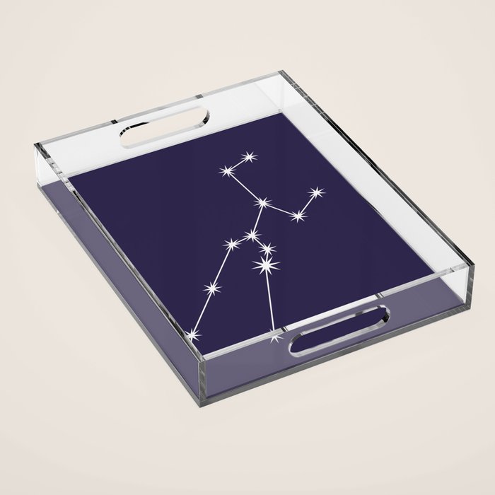 Taurus Zodiac Star Constellation Line Art Dark Purple Acrylic Tray Gallery Image 1