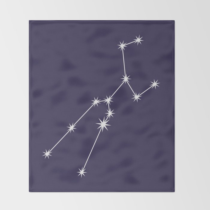 Taurus Zodiac Star Constellation Line Art Dark Purple Throw Blanket Gallery Image 2