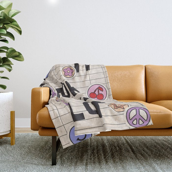 Do It For The Plot Y2k Stickers Throw Blanket Gallery Image 1