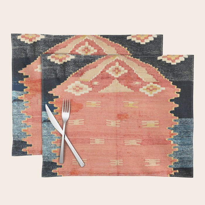South West Anatolia  Antique Turkish Niche Kilim Print Placemat Gallery Image 1