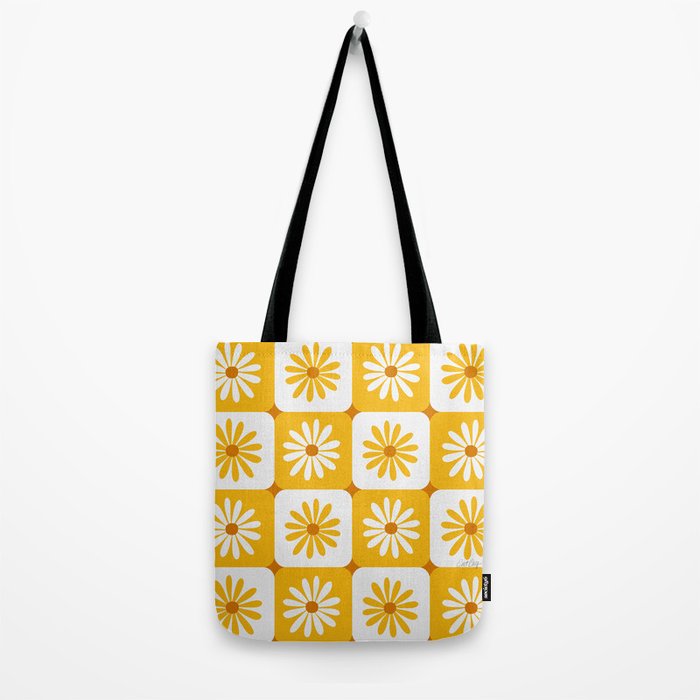 Checkered Daisies - Yellow Tote Bag Gallery Image 2