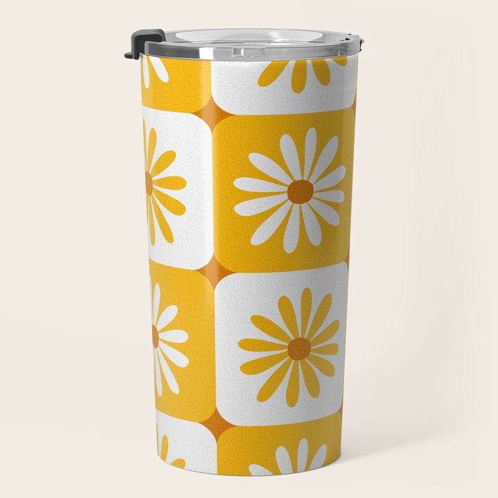 Checkered Daisies - Yellow Travel Mug Gallery Image 3