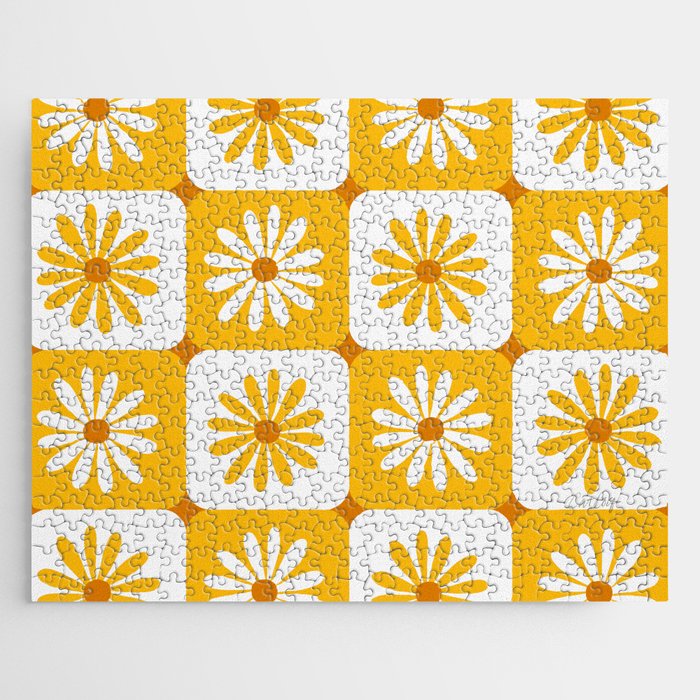 Checkered Daisies - Yellow Jigsaw Puzzle Gallery Image 1