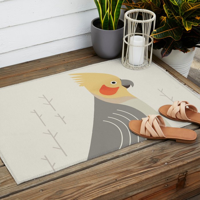 Cockatiel, Bird of Australia Outdoor Rug Gallery Image 2