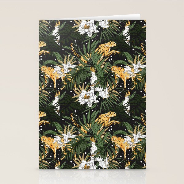 Cheetah in the glamorous nocturnal jungle Stationery Card Gallery Image 2