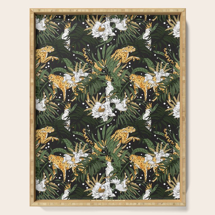 Cheetah in the glamorous nocturnal jungle Serving Tray Gallery Image 1