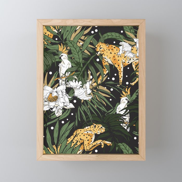 Cheetah in the glamorous nocturnal jungle Mini Art Print Gallery Image 1