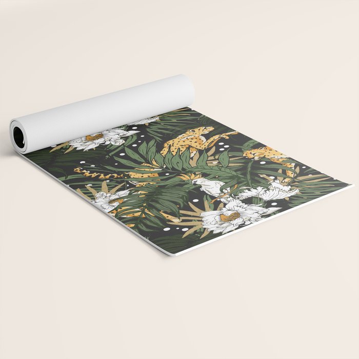 Cheetah in the glamorous nocturnal jungle Yoga Mat Gallery Image 2