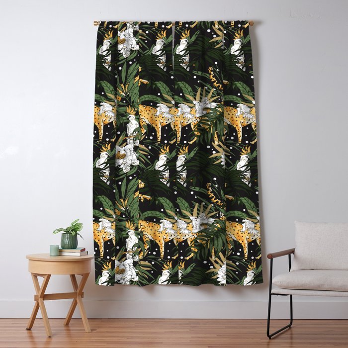 Cheetah in the glamorous nocturnal jungle Window Curtain Gallery Image 5