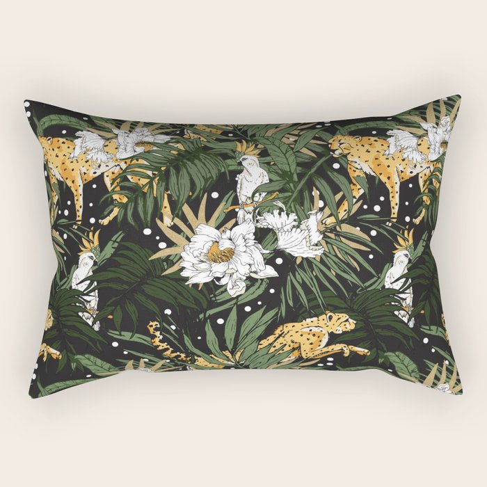 Cheetah in the glamorous nocturnal jungle Rectangular Pillow Gallery Image 1