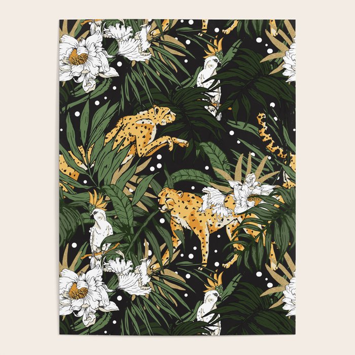 Cheetah in the glamorous nocturnal jungle Poster Gallery Image 4