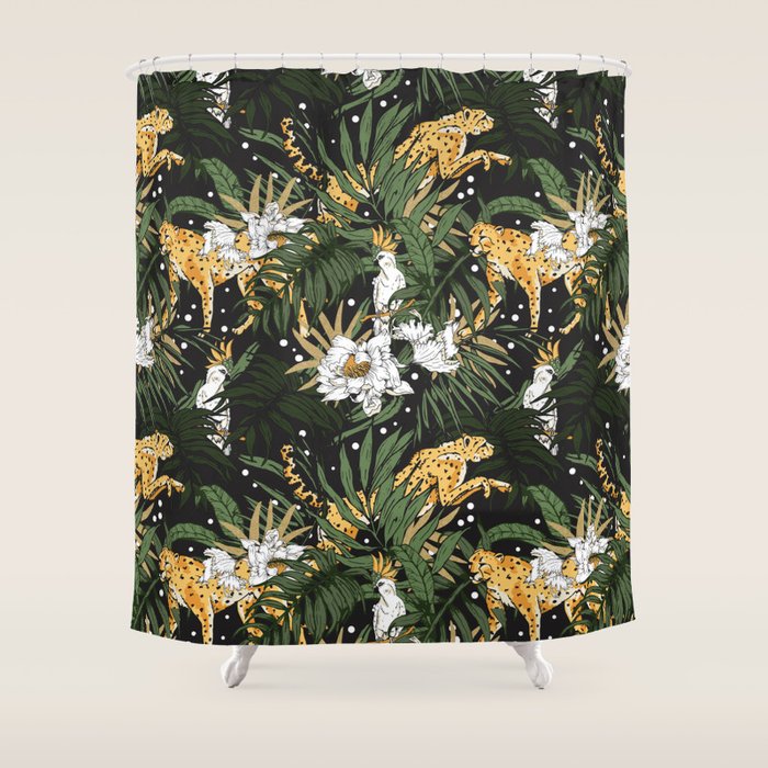 Cheetah in the glamorous nocturnal jungle Shower Curtain Gallery Image 1