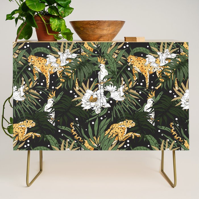 Cheetah in the glamorous nocturnal jungle Credenza Gallery Image 1