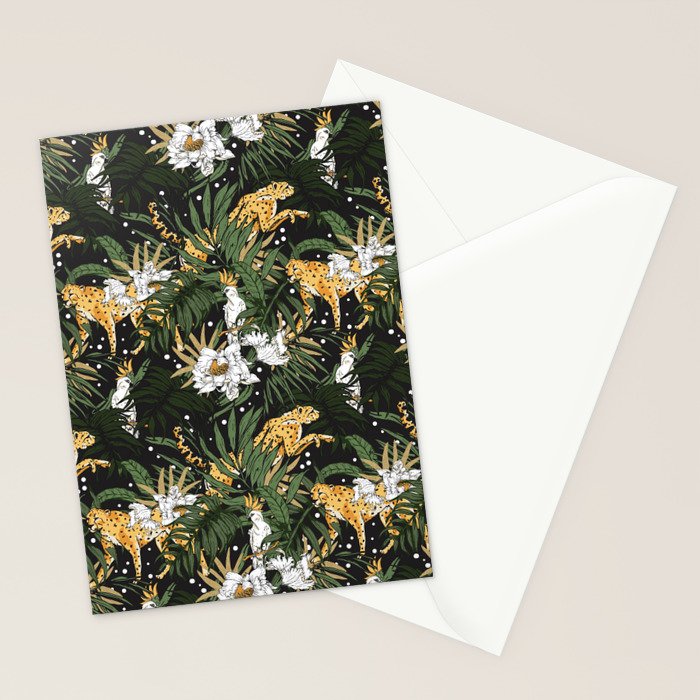 Cheetah in the glamorous nocturnal jungle Stationery Card Gallery Image 2