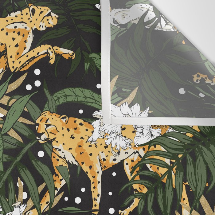 Cheetah in the glamorous nocturnal jungle Wall Tapestry Gallery Image 3