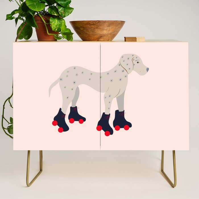 Dog on roller skates  Credenza Gallery Image 1