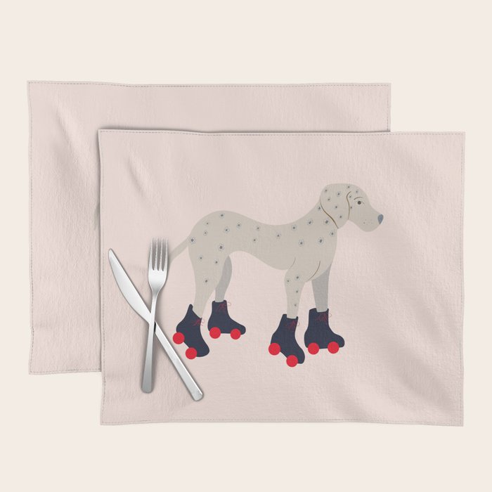 Dog on roller skates  Placemat Gallery Image 1