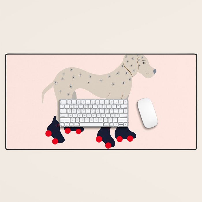 Dog on roller skates  Desk Mat Gallery Image 1