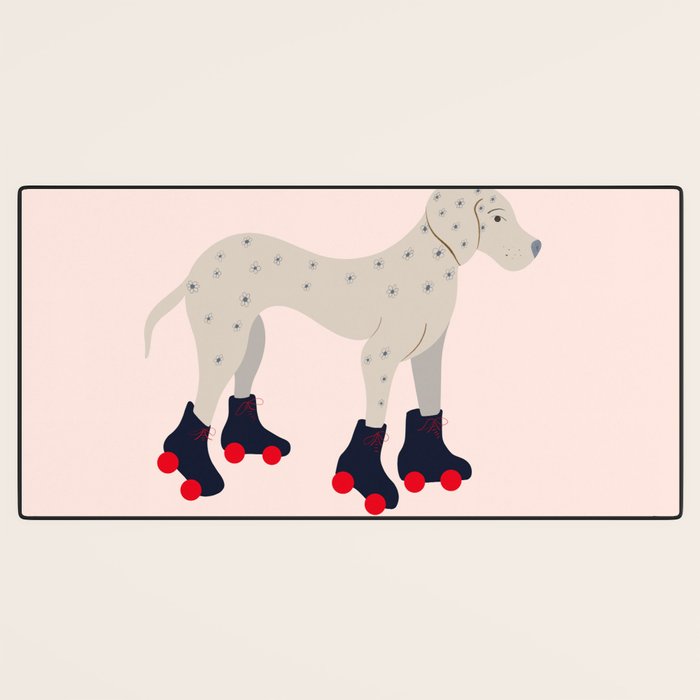 Dog on roller skates  Desk Mat Gallery Image 3