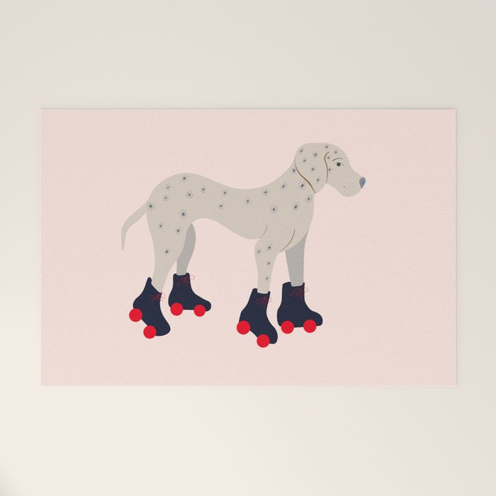 Dog on roller skates  Welcome Mat Gallery Image 1