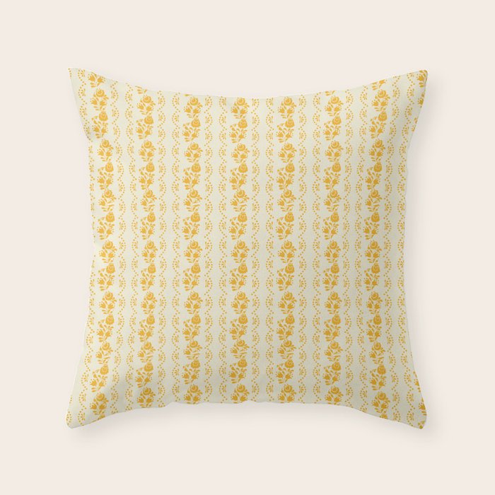 German Drapery - Yellow Throw Pillow Gallery Image 6