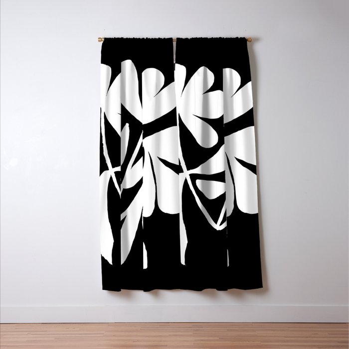 Tulip Fossil In Black  Window Curtain Gallery Image 3