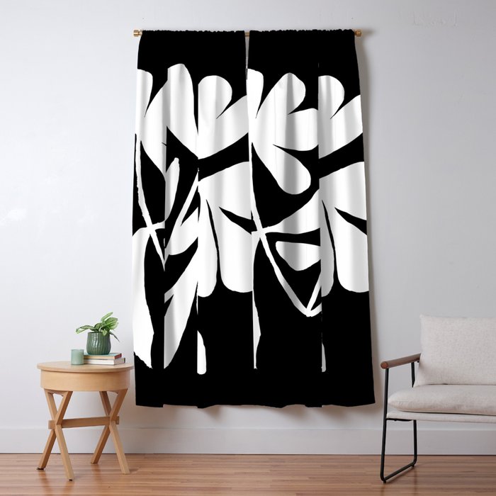 Tulip Fossil In Black  Window Curtain Gallery Image 1