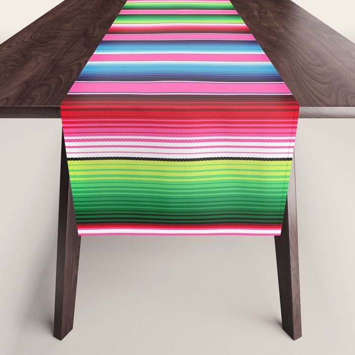 Pink Mexican Serape Blanket Stripes Table Runner Gallery Image 1