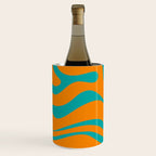Retro Modern Liquid Swirl Abstract Pattern Square in Turquoise and Orange Wine Chiller Gallery Image 2