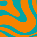 Retro Modern Liquid Swirl Abstract Pattern Square in Turquoise and Orange Coffee Mug Gallery Image 2